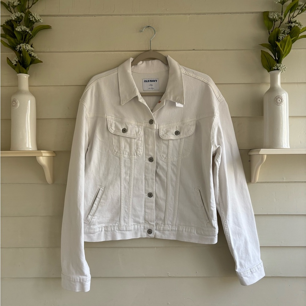 Old Navy Cropped Calla Lilly Denim Jean Jacket Women’s Size Large Tall …